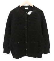 CLAUDIE PIERLOT Women's Cardigan S Black Knit Snap Button Round Neck RRP265