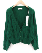 RICHMOND X Women's Cardigan S Green Wool Angora Knit V-Neck Button Closure