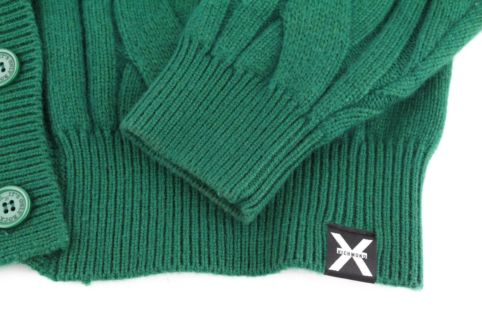 RICHMOND X Women's Cardigan S Green Wool Angora Knit V-Neck Button Closure