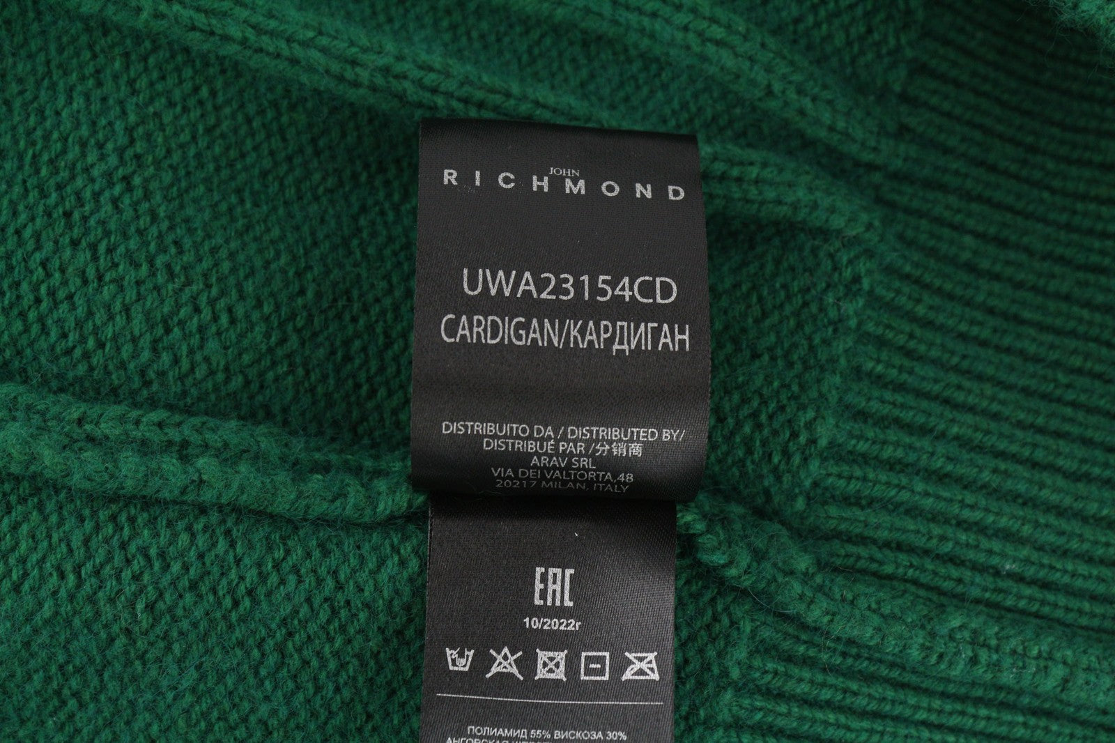 RICHMOND X Women's Cardigan S Green Wool Angora Knit V-Neck Button Closure