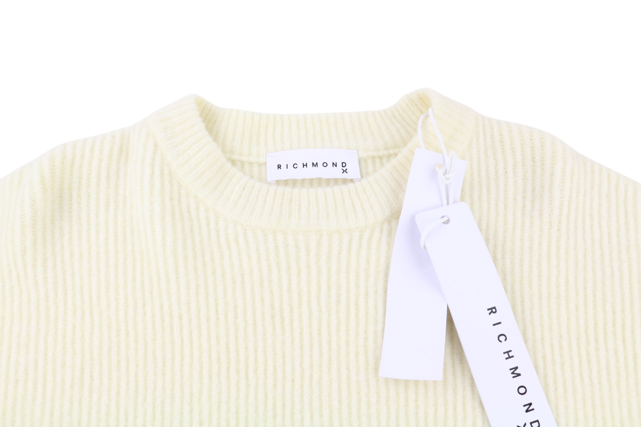 RICHMOND X Women's Jumper S White Knit Pullover Round Neck Long Sleeve