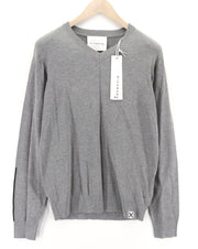 RICHMOND X Men's Jumper M Grey V-Neck Knit Pullover Logo Long Sleeve Casual