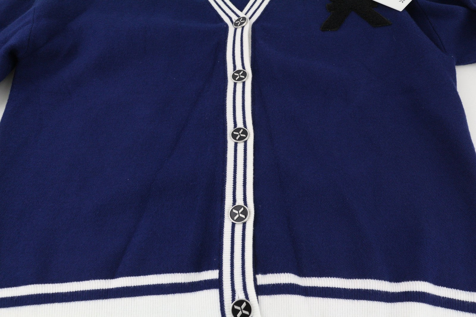 RICHMOND X Women's Cardigan S Blue Knit V-Neck Logo Button Long Sleeve