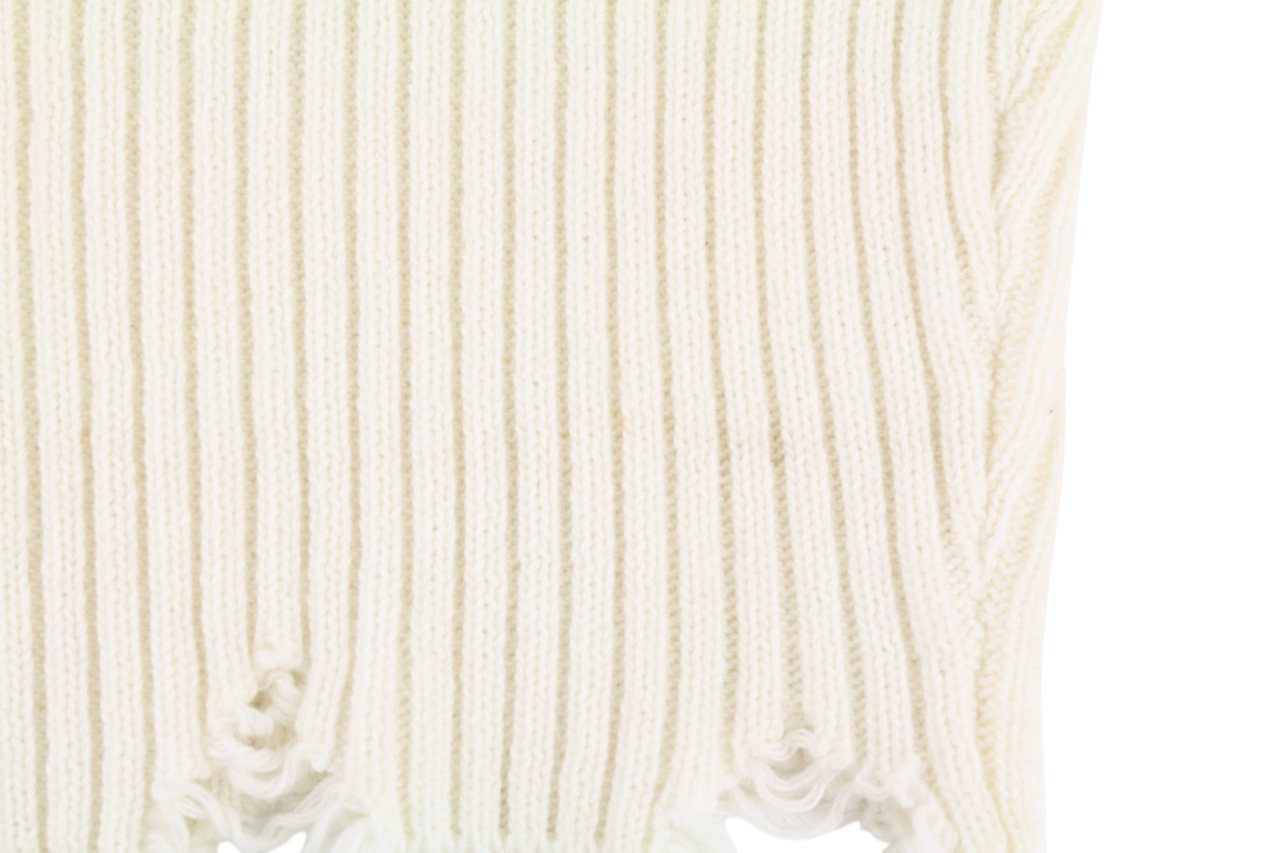 RICHMOND X Women's Jumper S White Sugar Knit Long Sleeve Distressed Pullover