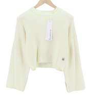 RICHMOND X Women's Jumper S White Wool Knit Flared Sleeve Pullover Metal Trim