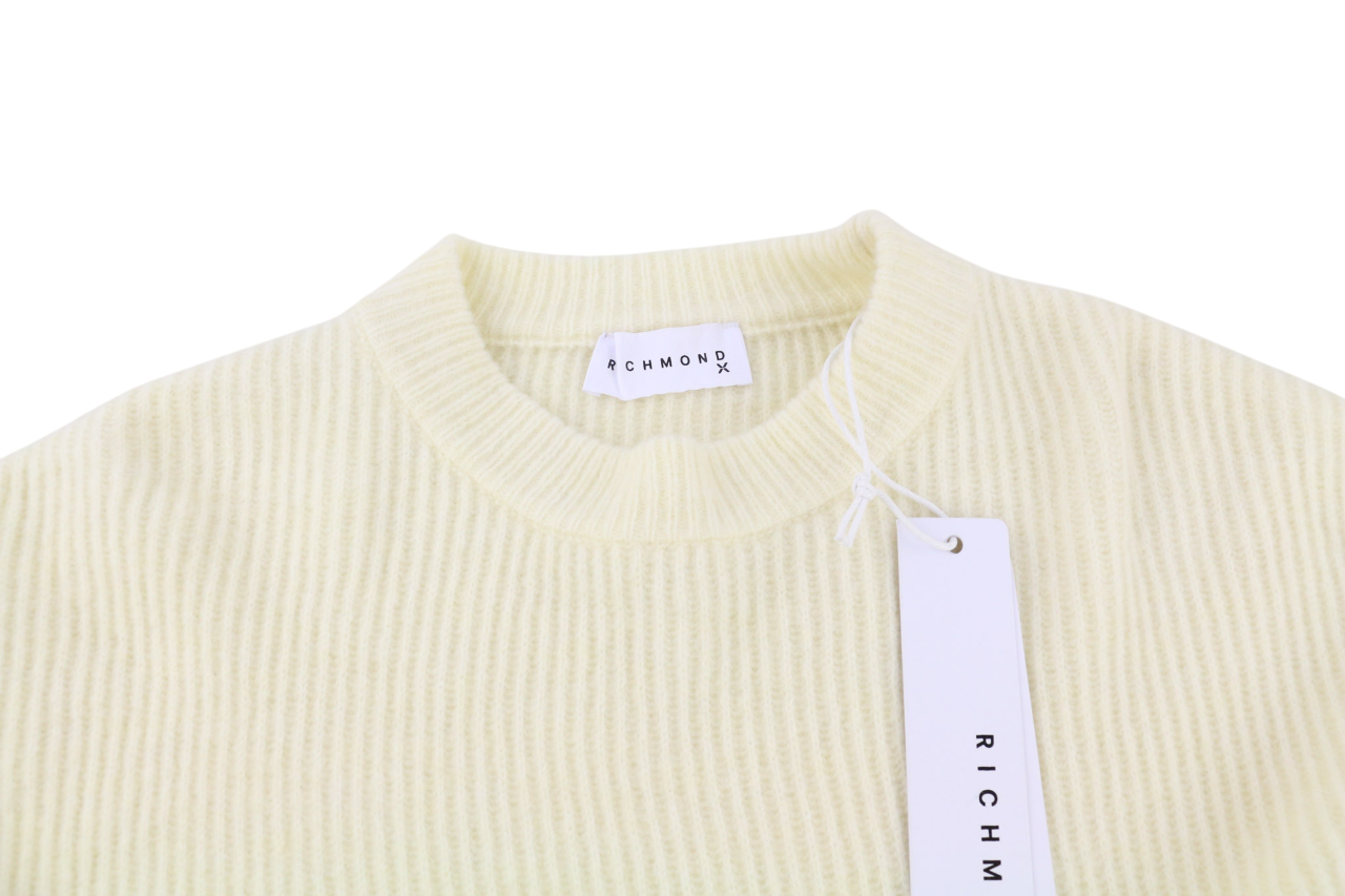 RICHMOND X Women's Jumper S White Wool Knit Flared Sleeve Pullover Metal Trim