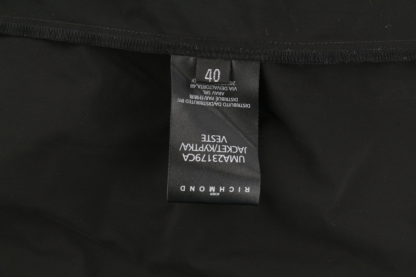 RICHMOND X Men's Overshirt 40 Black Zip Pocket Long Sleeve Collared Button Shirt