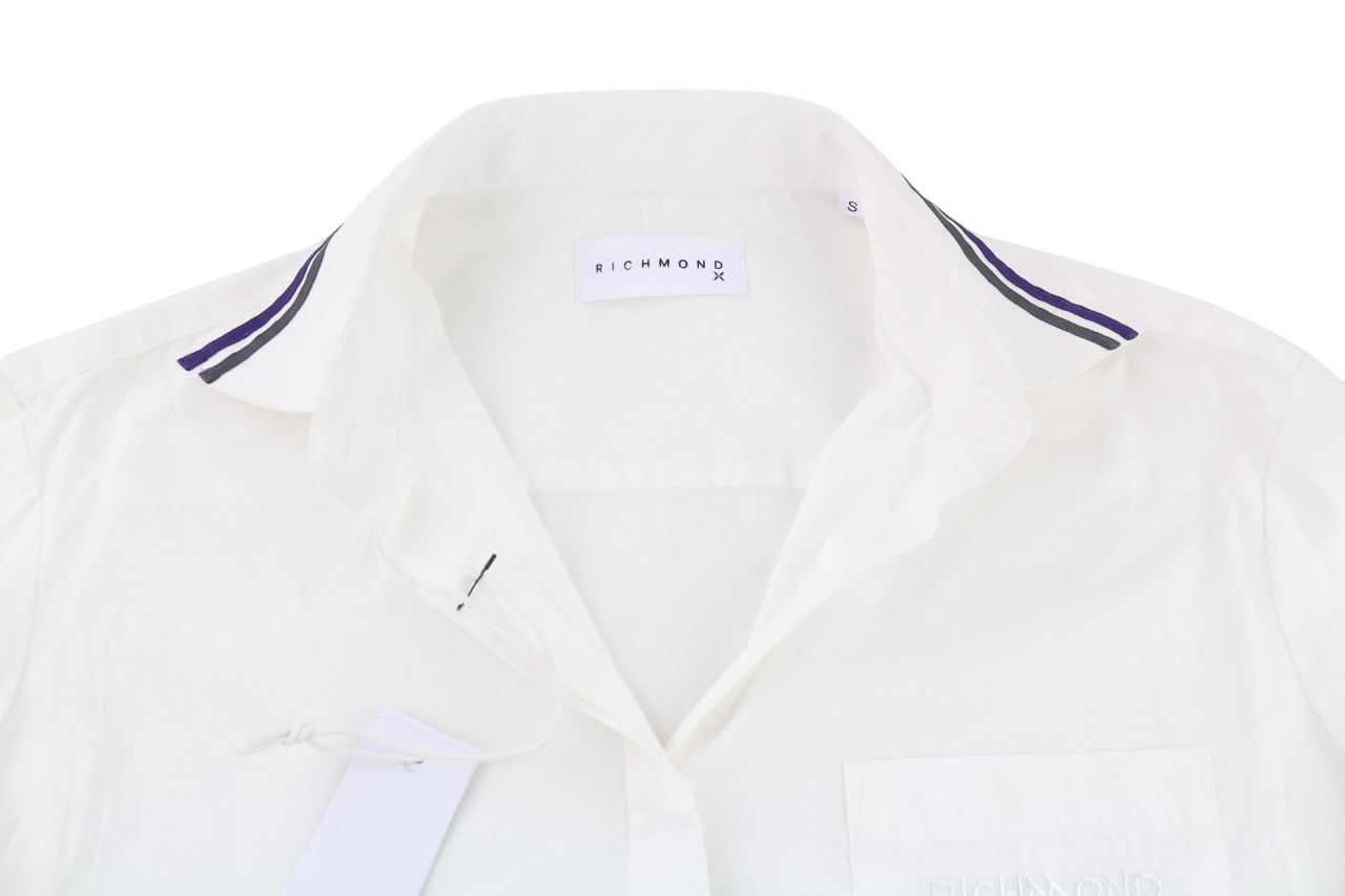 RICHMOND X Women's Shirt S White Oversized Logo Button-Up Spread Collar Light