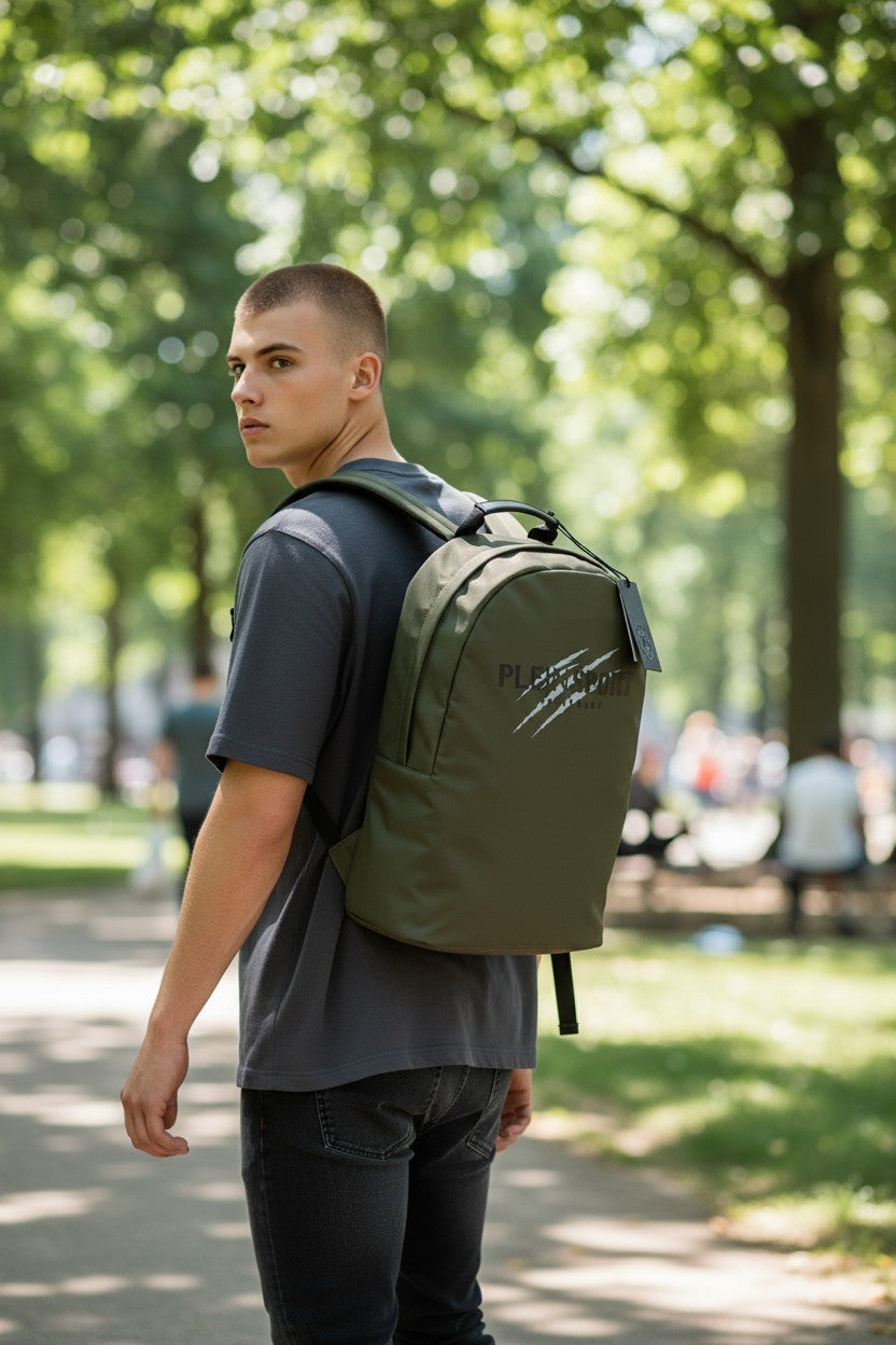 PHILIPP PLEIN Men's Backpack One Size Move Green Lined Adjustable Handle Zip