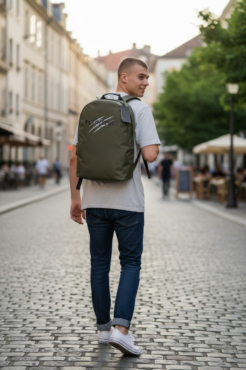 PHILIPP PLEIN Men's Backpack One Size Move Green Lined Adjustable Handle Zip