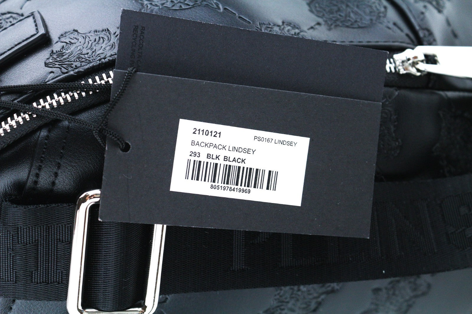 PHILIPP PLEIN Women's Backpack One Size Lindsey Black Lined Pocket Twin Handle