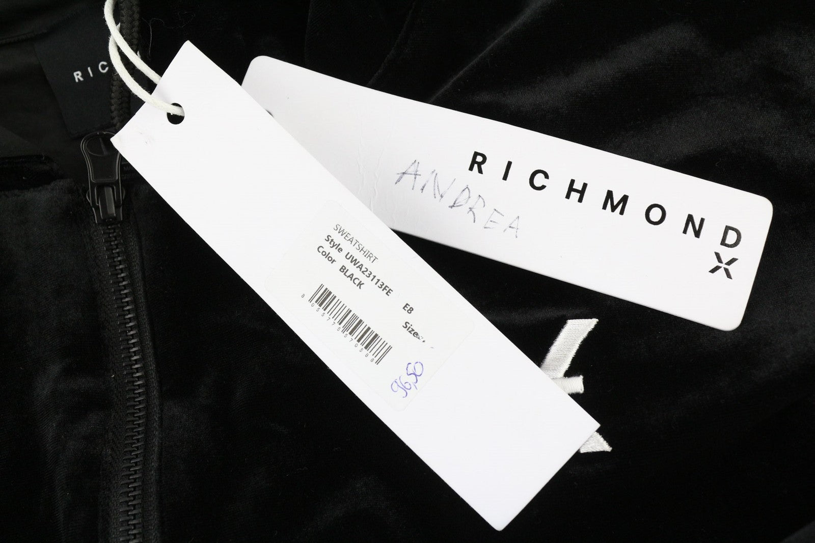 RICHMOND X Women's Sweatshirt 40 Black Two-Way Zip Cropped Hooded Strap Detail