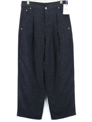OFF-WHITE Men's Trousers W31 Linen Blend Black Blue Baggy Pleated Tapered RRP600