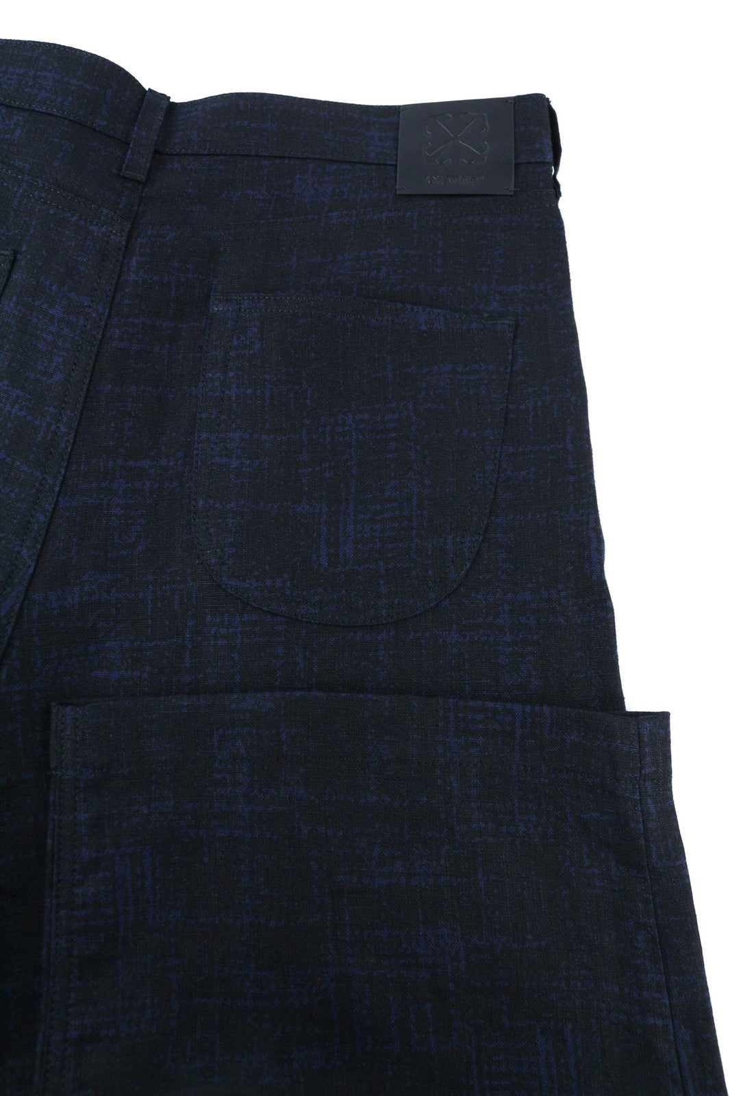 OFF-WHITE Men's Trousers W31 Linen Blend Black Blue Baggy Pleated Tapered RRP600