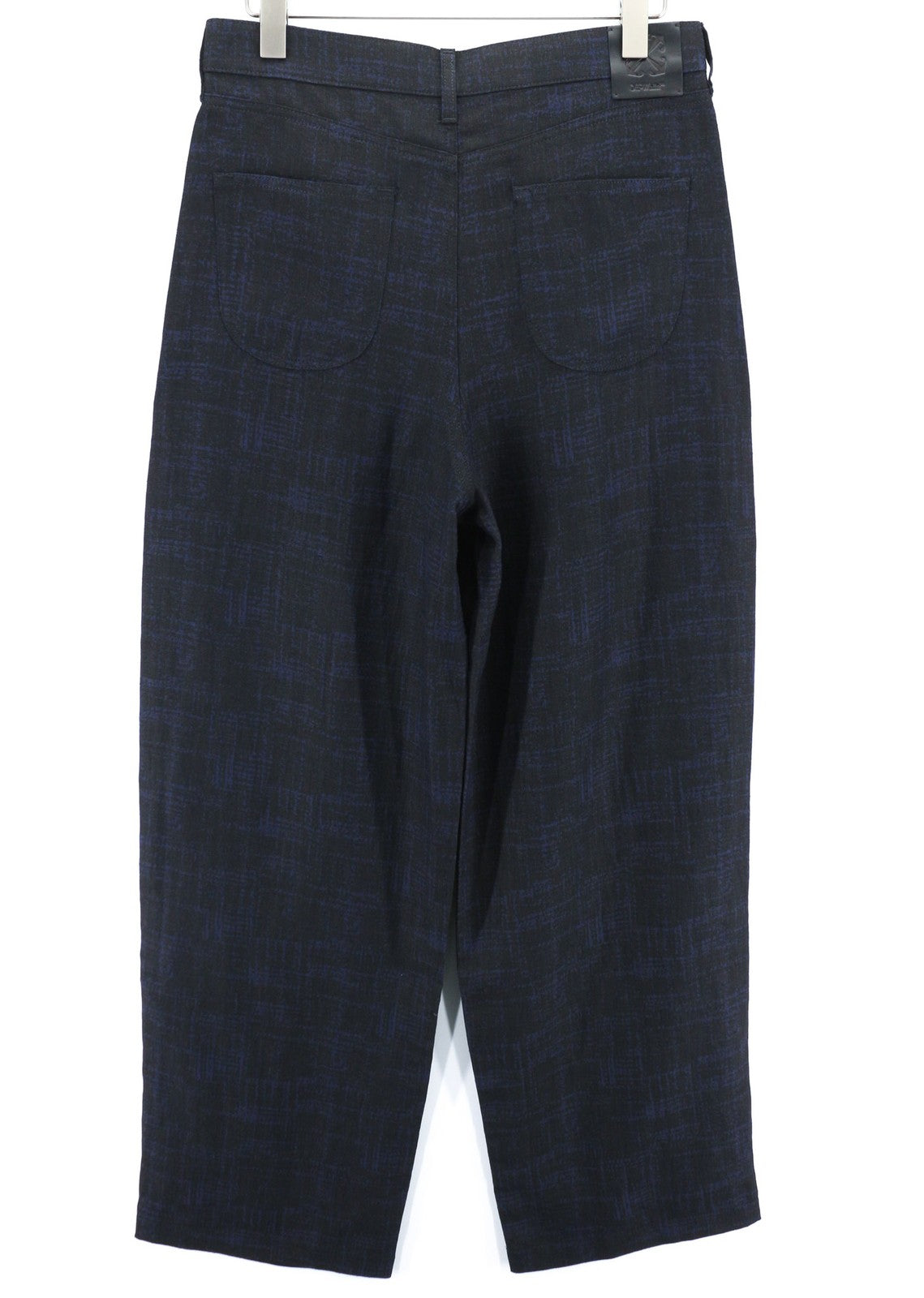 OFF-WHITE Men's Trousers W31 Linen Blend Black Blue Baggy Pleated Tapered RRP600