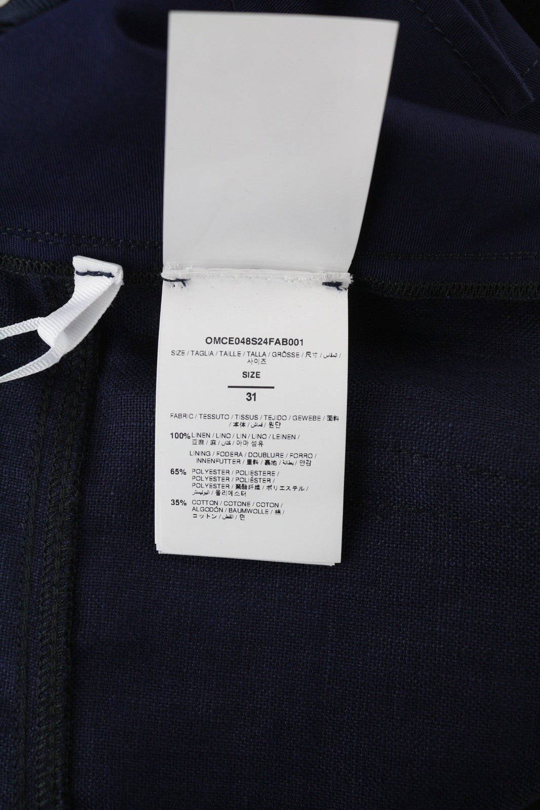 OFF-WHITE Men's Trousers W31 Linen Blend Black Blue Baggy Pleated Tapered RRP600