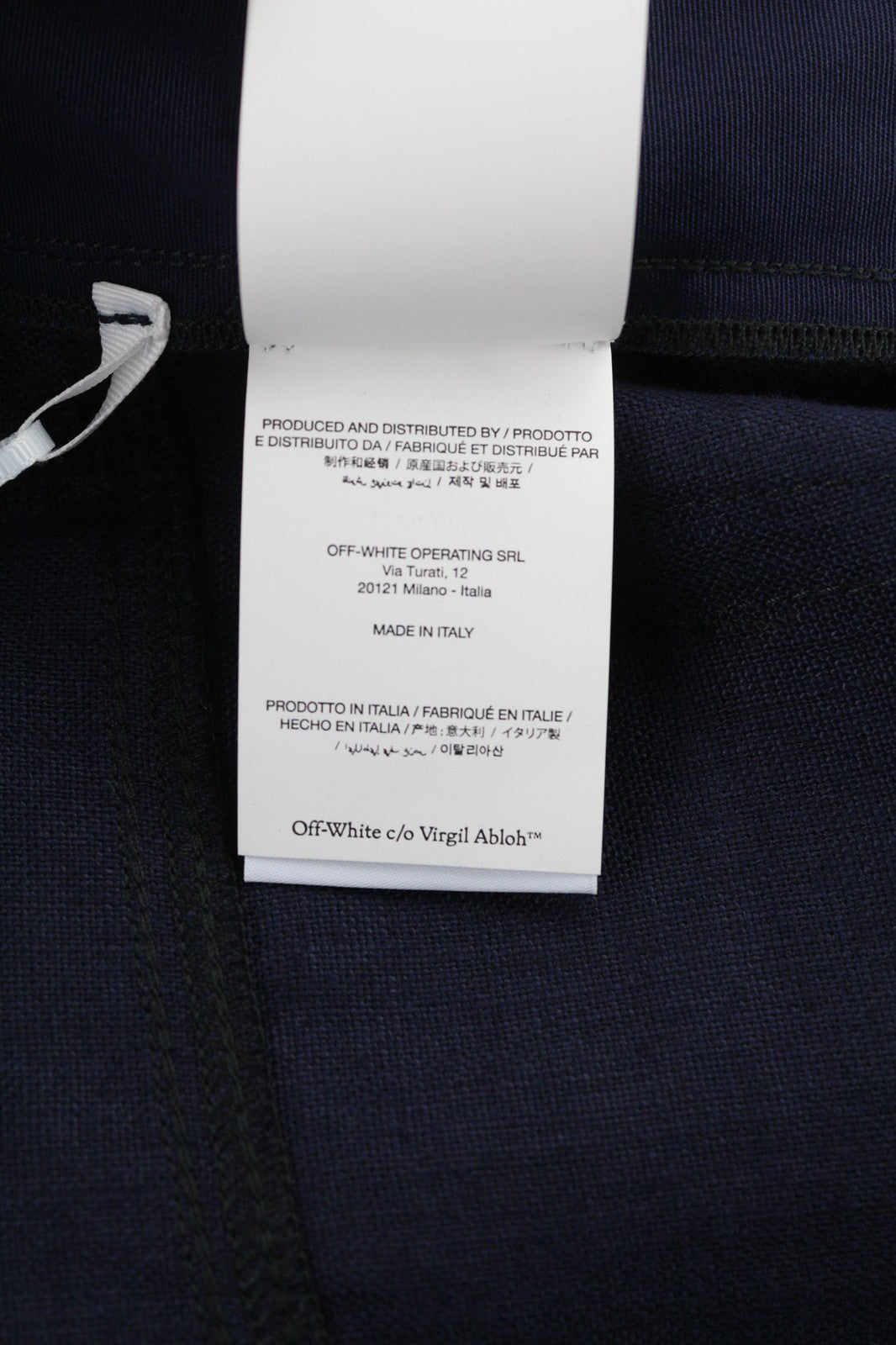 OFF-WHITE Men's Trousers W31 Linen Blend Black Blue Baggy Pleated Tapered RRP600