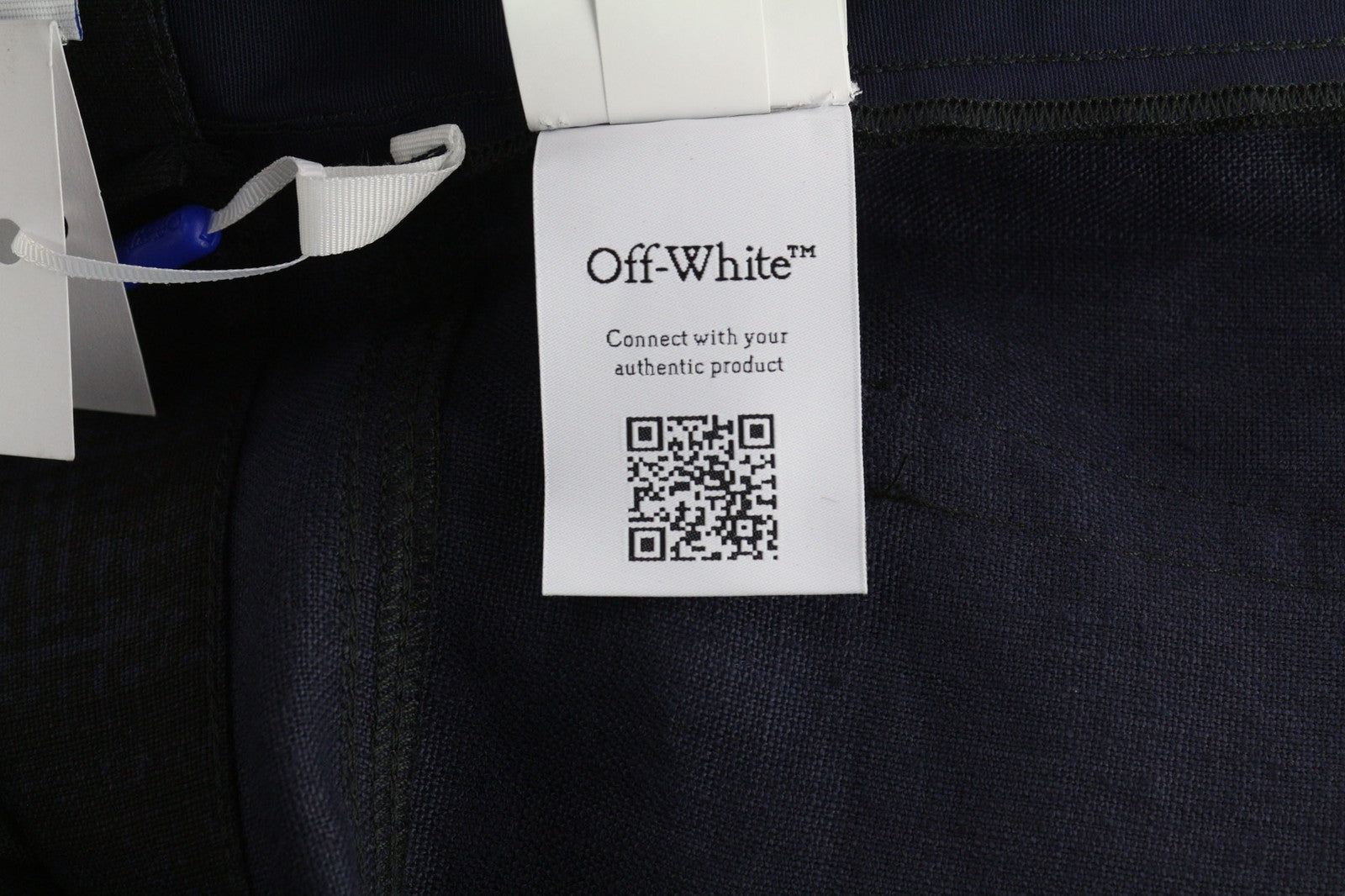 OFF-WHITE Men's Trousers W31 Linen Blend Black Blue Baggy Pleated Tapered RRP600