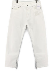OFF-WHITE Men's Jeans W32 90s Logo Raw White Straight Fit Cotton Stretch RRP667