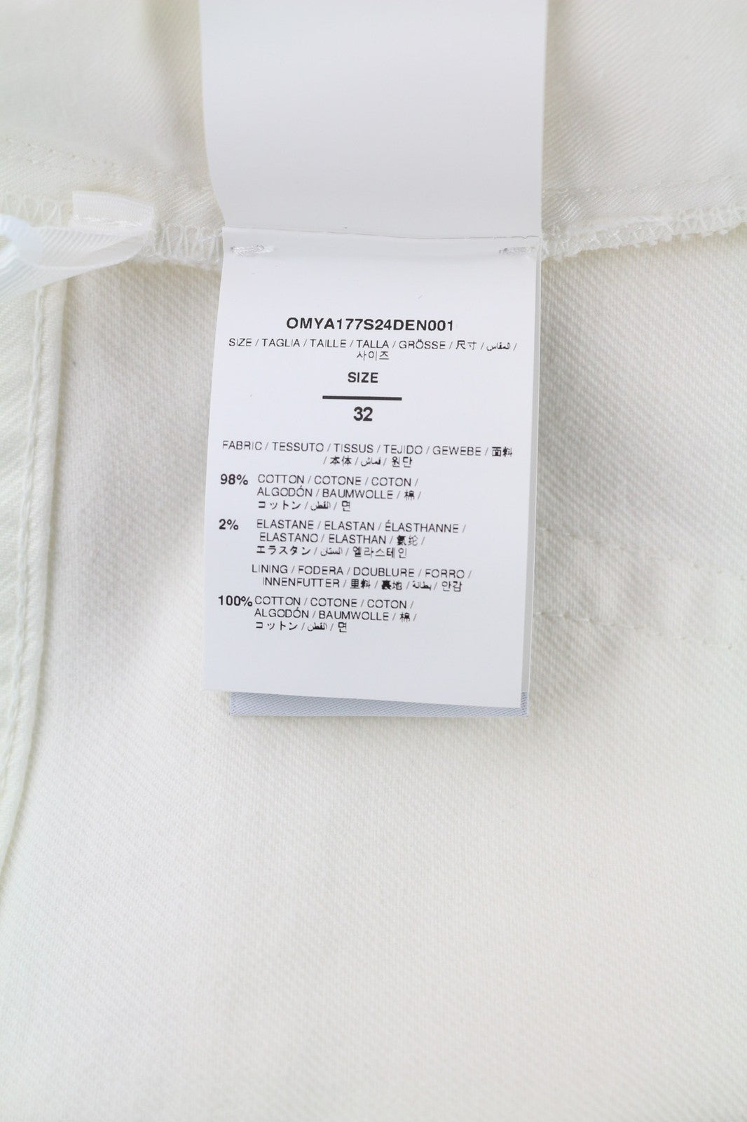 OFF-WHITE Men's Jeans W32 90s Logo Raw White Straight Fit Cotton Stretch RRP667