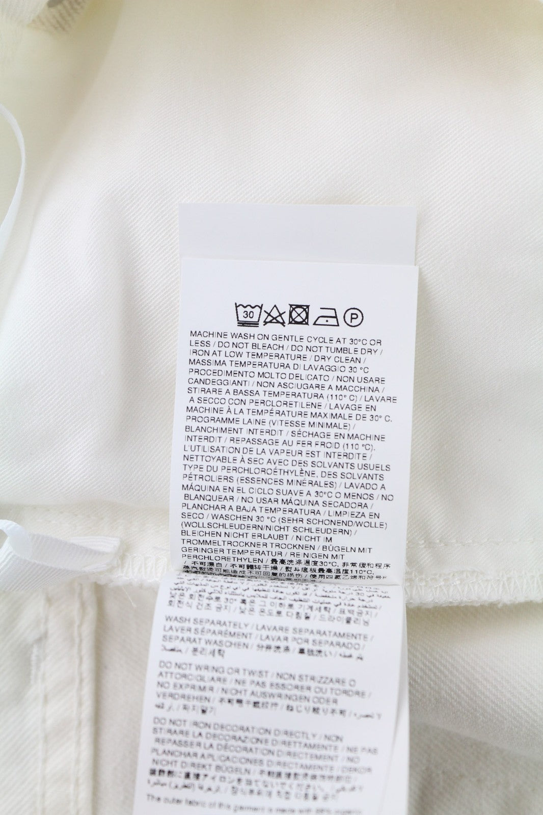 OFF-WHITE Men's Jeans W32 90s Logo Raw White Straight Fit Cotton Stretch RRP667