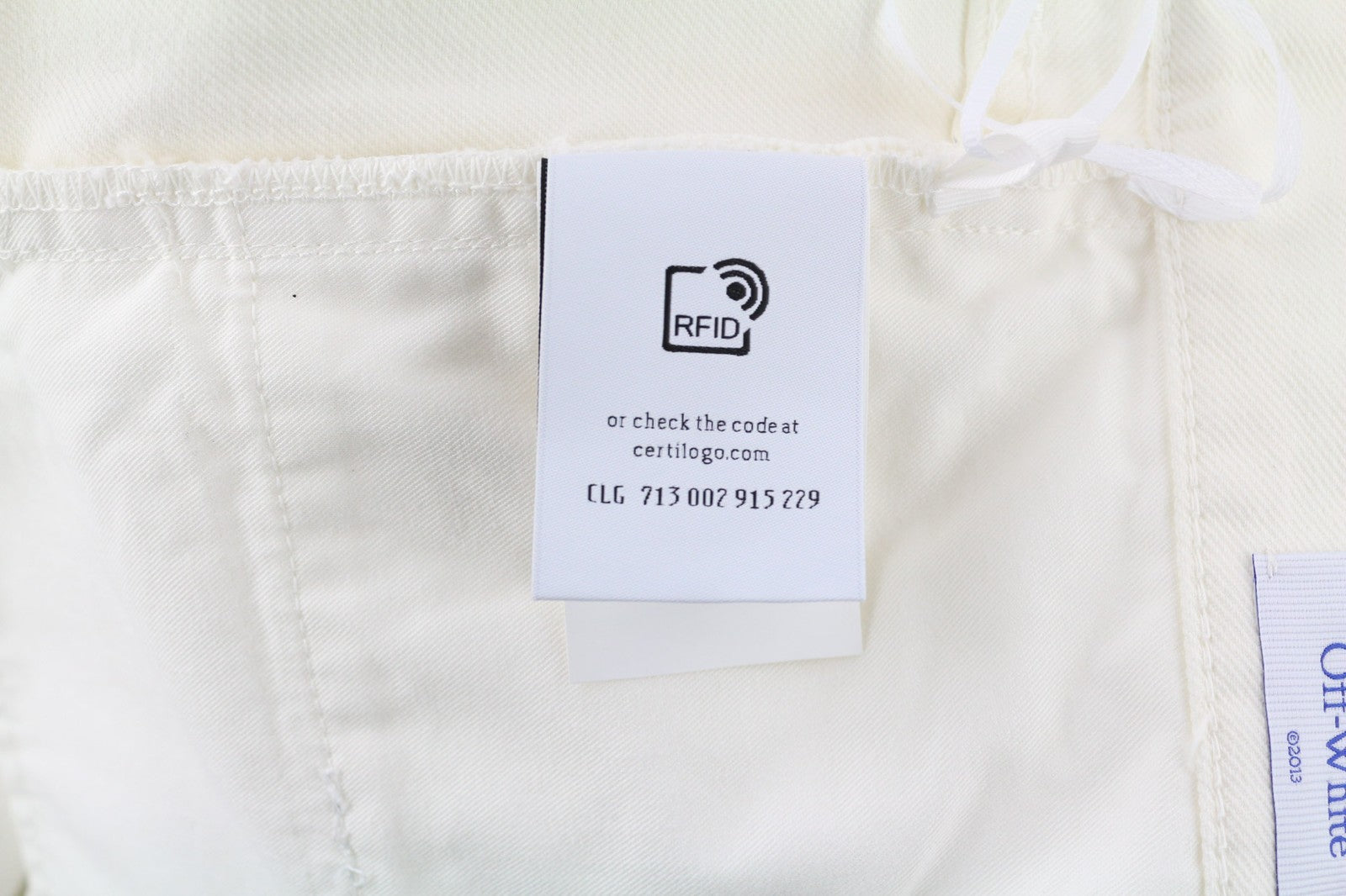 OFF-WHITE Men's Jeans W33 90s Logo Straight Fit Raw White Cotton Stretch RRP667