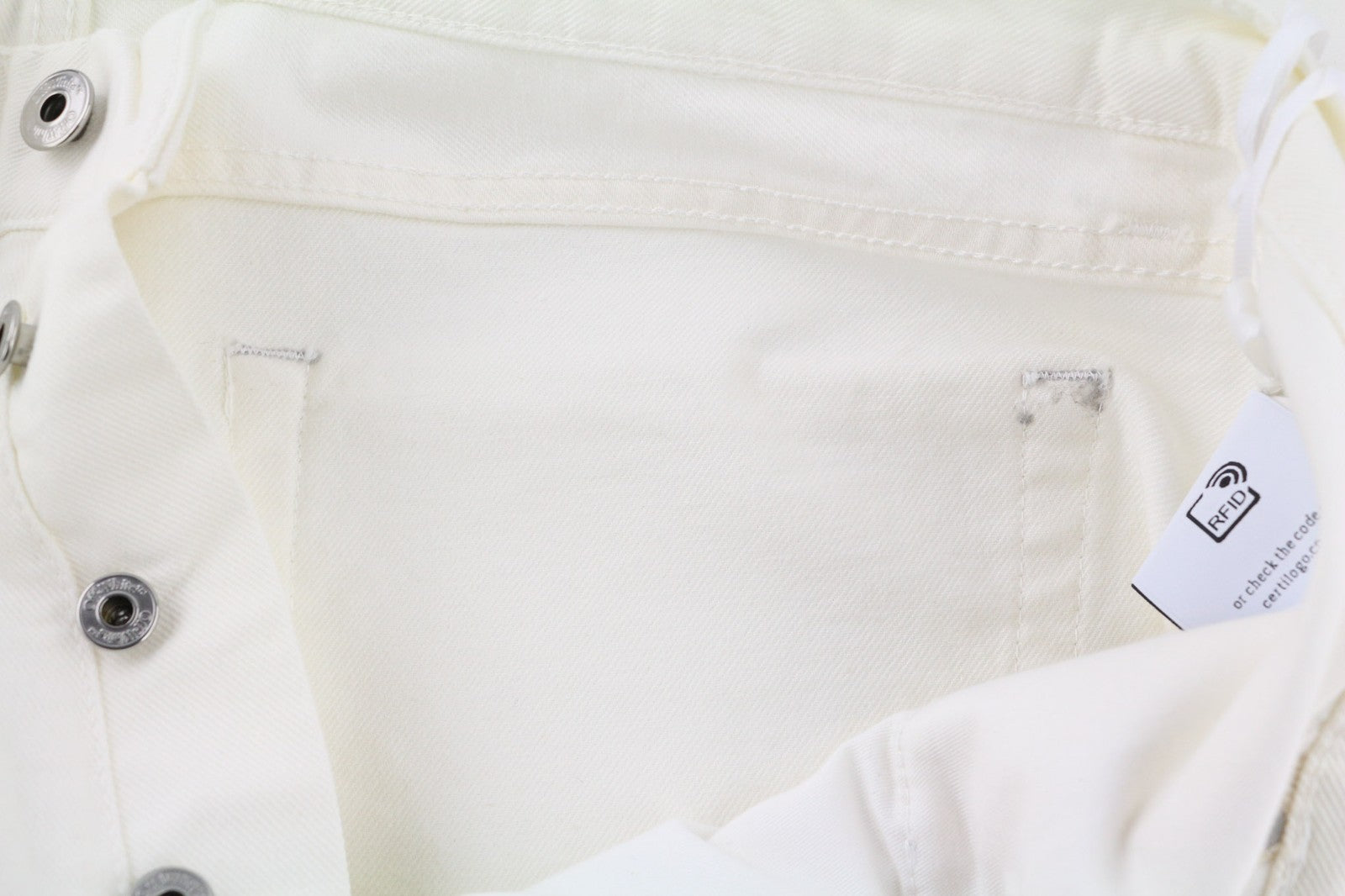 OFF-WHITE Men's Jeans W33 90s Logo Straight Fit Raw White Cotton Stretch RRP667