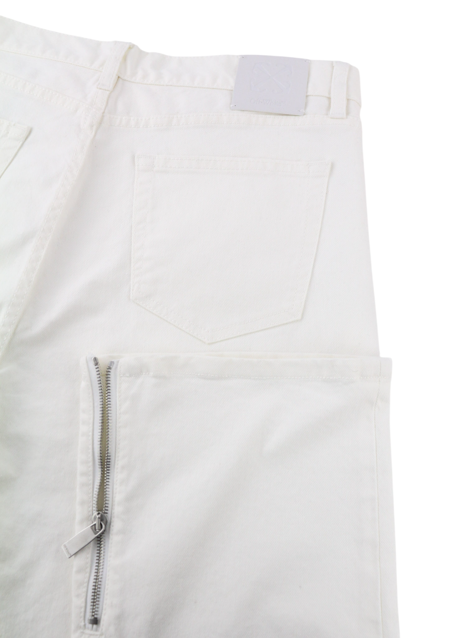 OFF-WHITE Men's Jeans W33 90s Logo Straight Fit Raw White Cotton Stretch RRP667