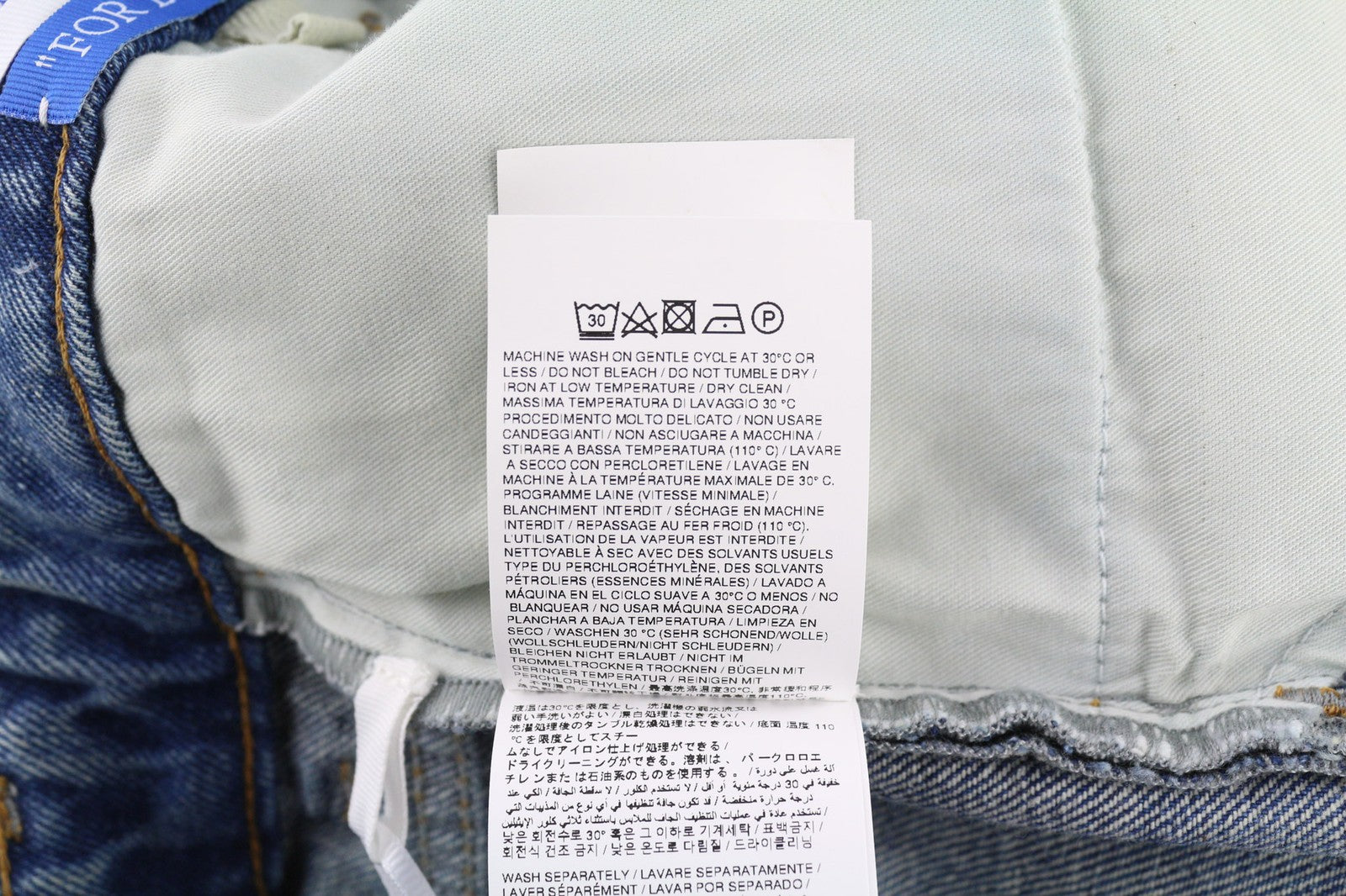 OFF-WHITE Women's Jeans W27 Slim Flare Blue Zipped Cotton Washed Casual Denim