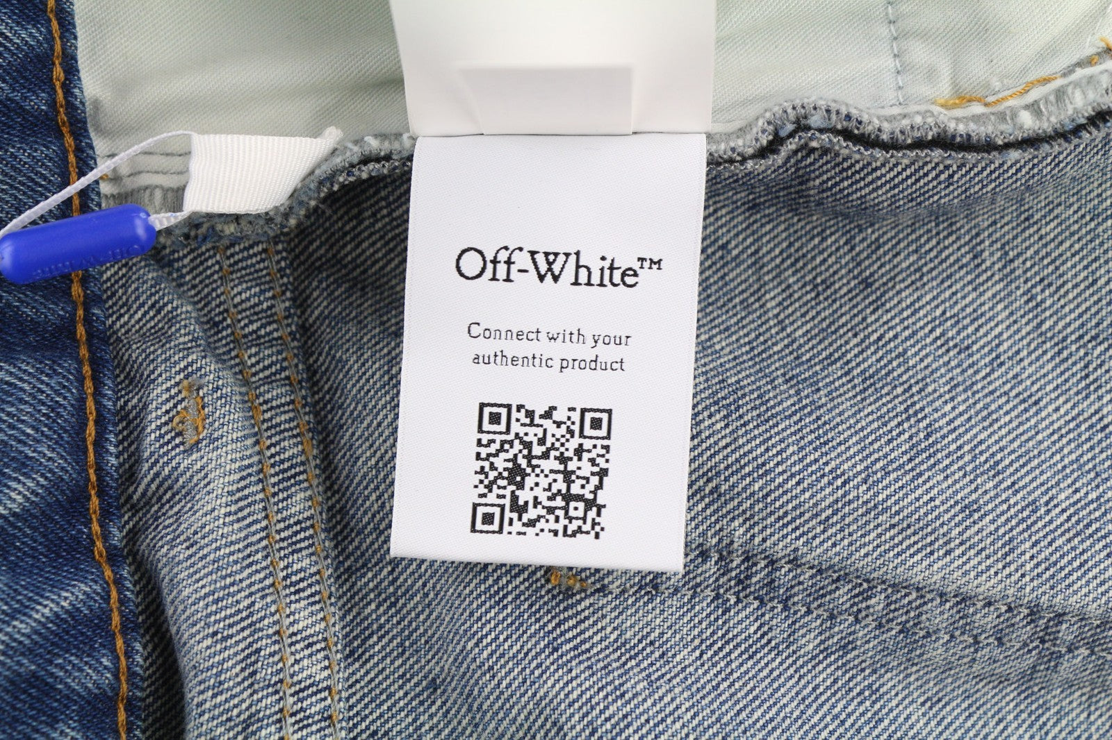 OFF-WHITE Women's Jeans W29 Blue Slim Flared Fit Washed Cotton Zipped Denim