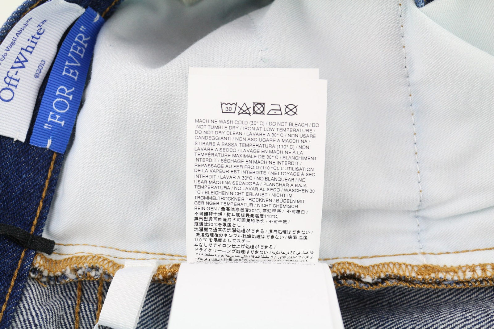 OFF-WHITE Men's Jeans W30 Blue Taper Fit Cotton Denim Washed Button Fly RRP475