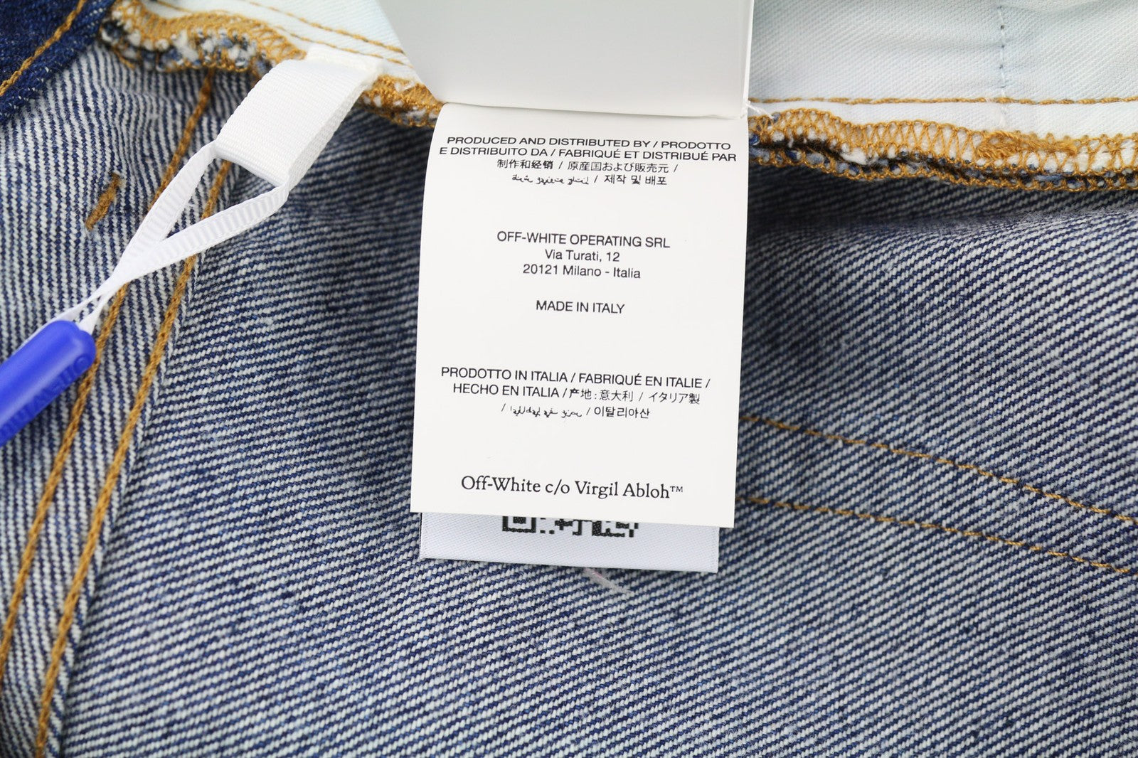 OFF-WHITE Men's Jeans W30 Blue Taper Fit Cotton Denim Washed Button Fly RRP475