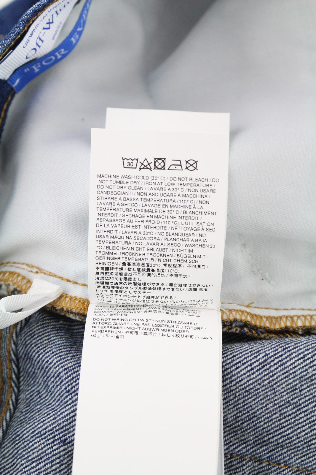 OFF-WHITE Men's Jeans W36 Blue Washed Cotton Tapered Fit Button Fly RRP475