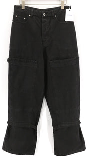 OFF-WHITE Men's Trousers W34 Cargo Fit Pure Cotton Black Button Fly Dyed RRP799