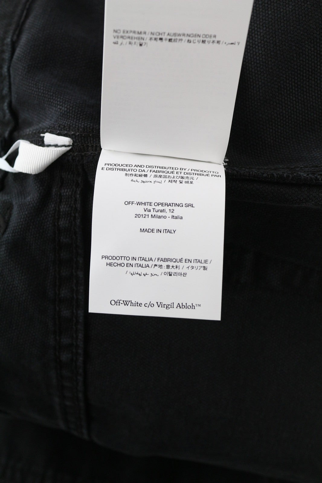 OFF-WHITE Men's Trousers W34 Cargo Fit Pure Cotton Black Button Fly Dyed RRP799