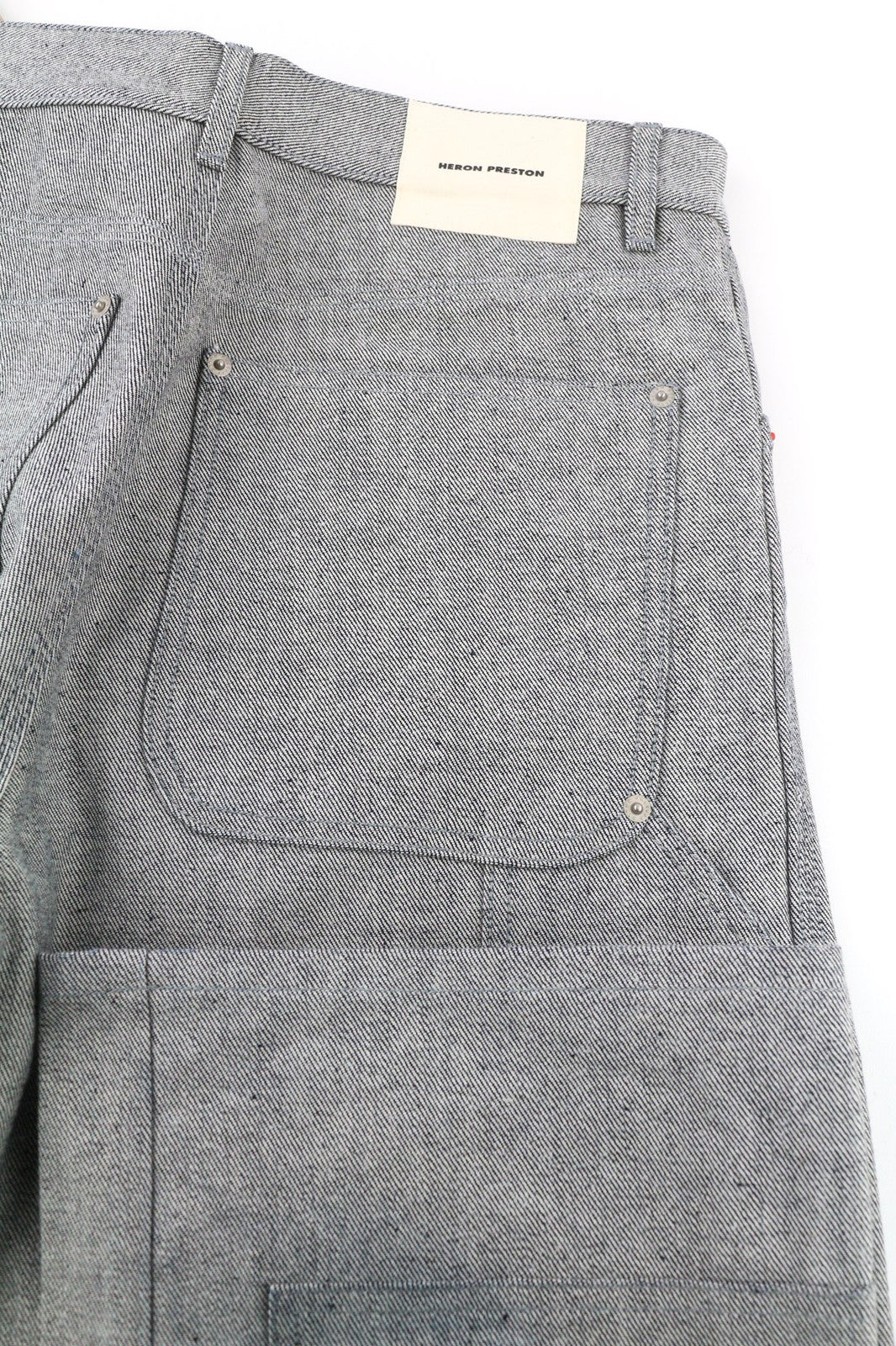 HERON PRESTON Men's Trousers M Washed Light Blue Cotton Straight Button Fly