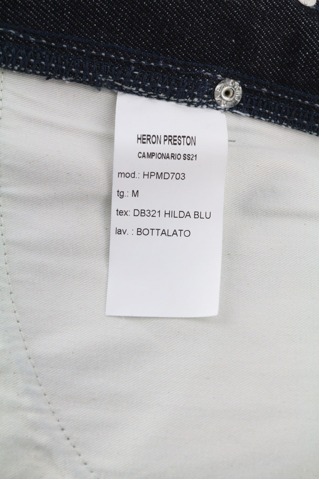 HERON PRESTON Men's Trousers M Washed Light Blue Cotton Straight Button Fly