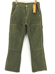 HERON PRESTON Men's Trousers M Green Cotton Zip-Up Casual Straight Fit RRP450