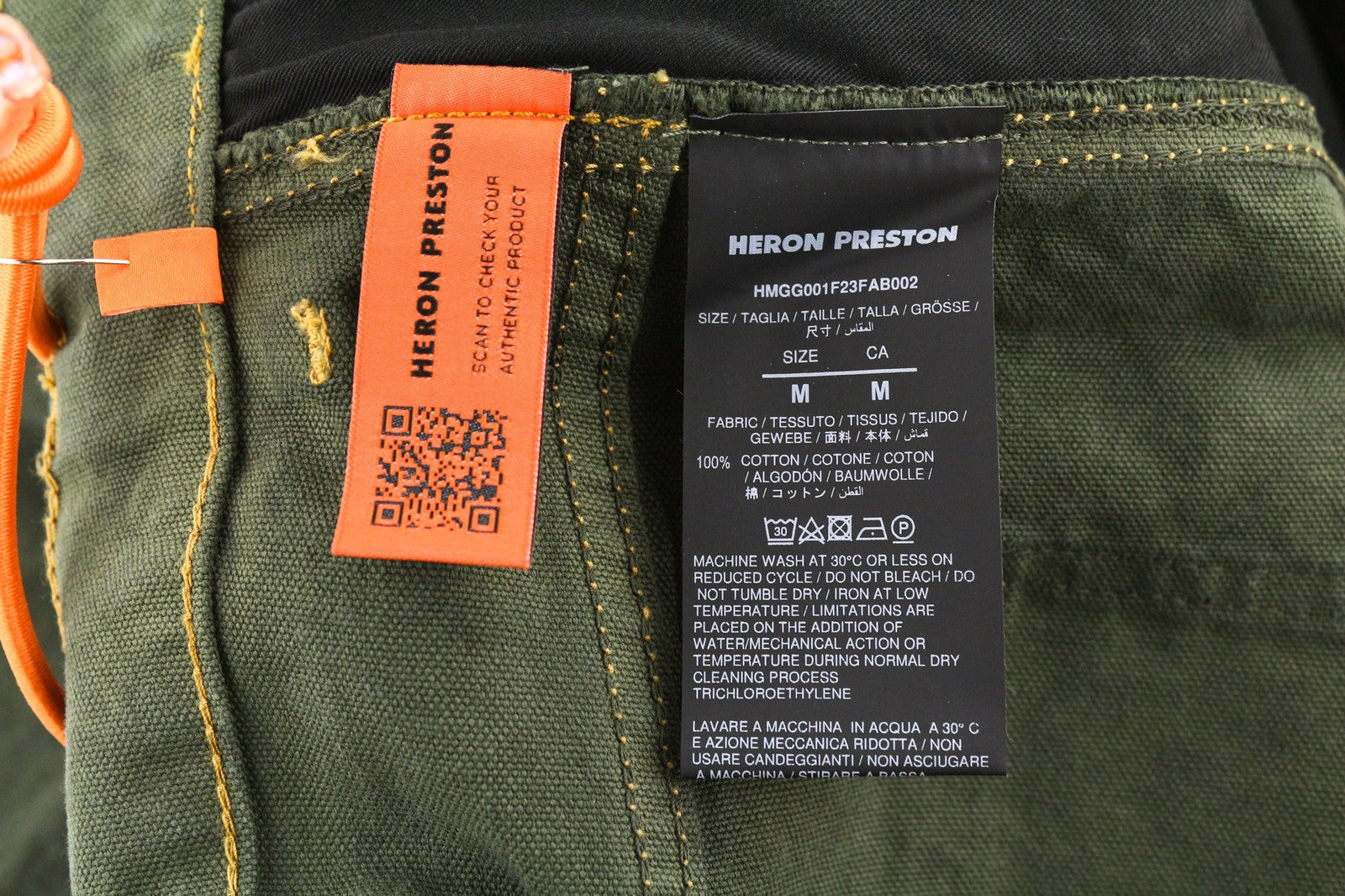 HERON PRESTON Men's Trousers M Green Cotton Zip-Up Casual Straight Fit RRP450