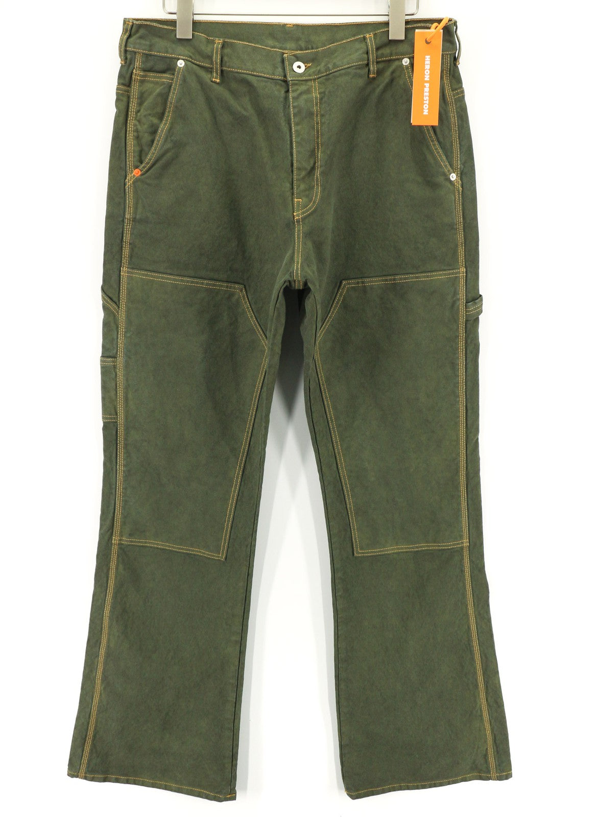 HERON PRESTON Men's Trousers L Green Cotton Regular Fit Casual Everyday RRP450