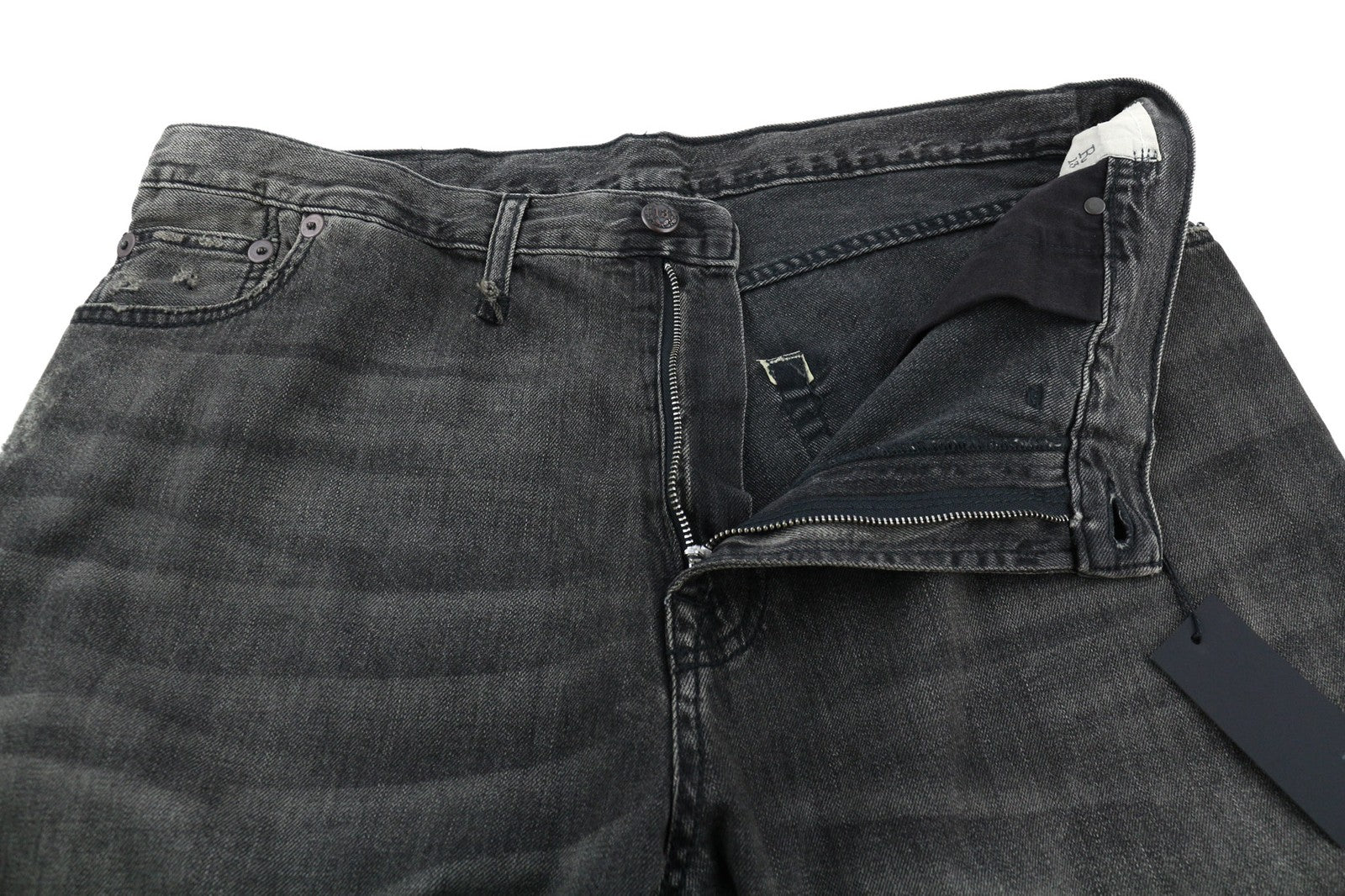 R13 Damon Women's Jeans 27 Flared Wide Washed Black Pure Cotton Zip-Up