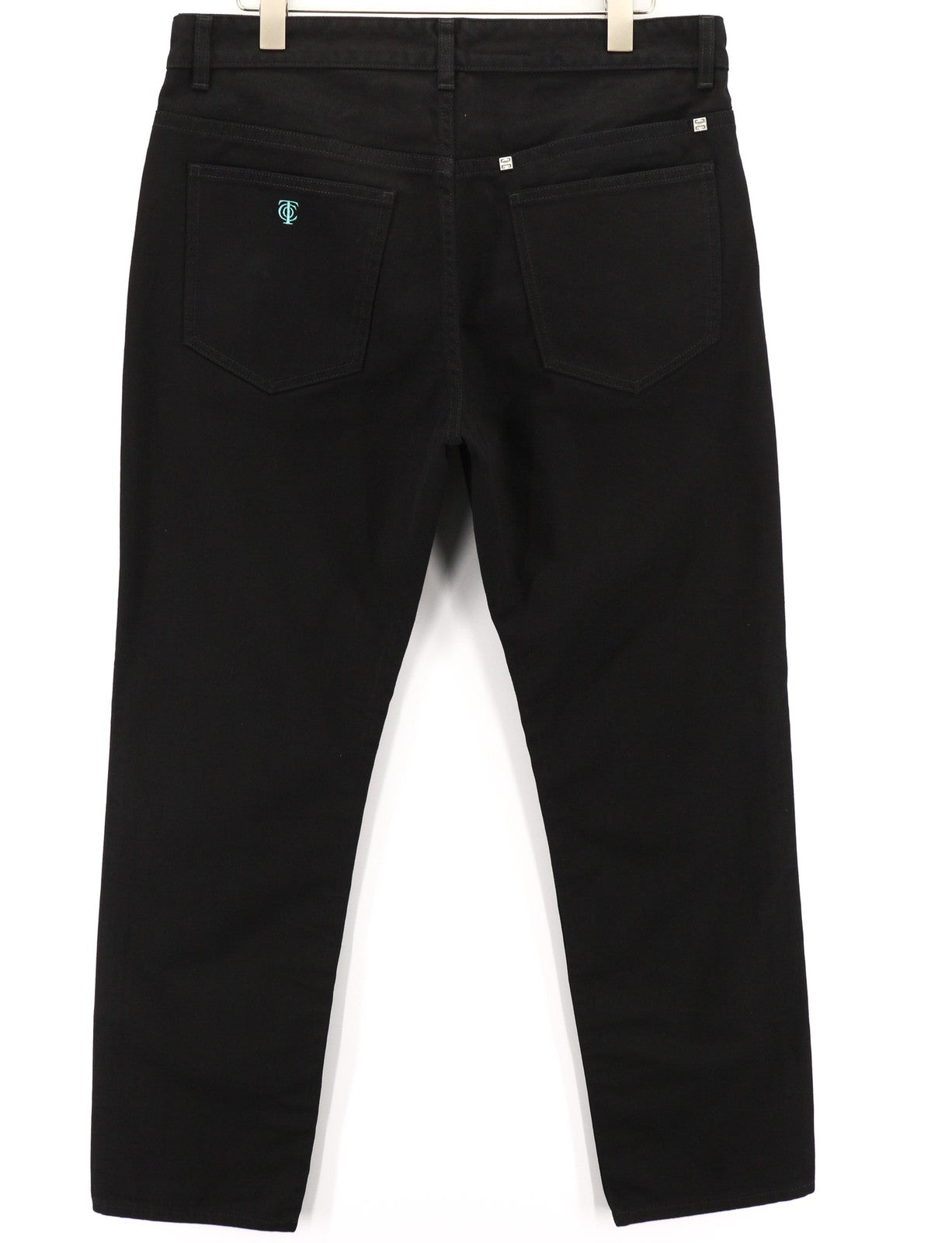 GIVENCHY Men's Jeans 35 Straight Fit Black Zip-Up Pure Cotton Logo Denim