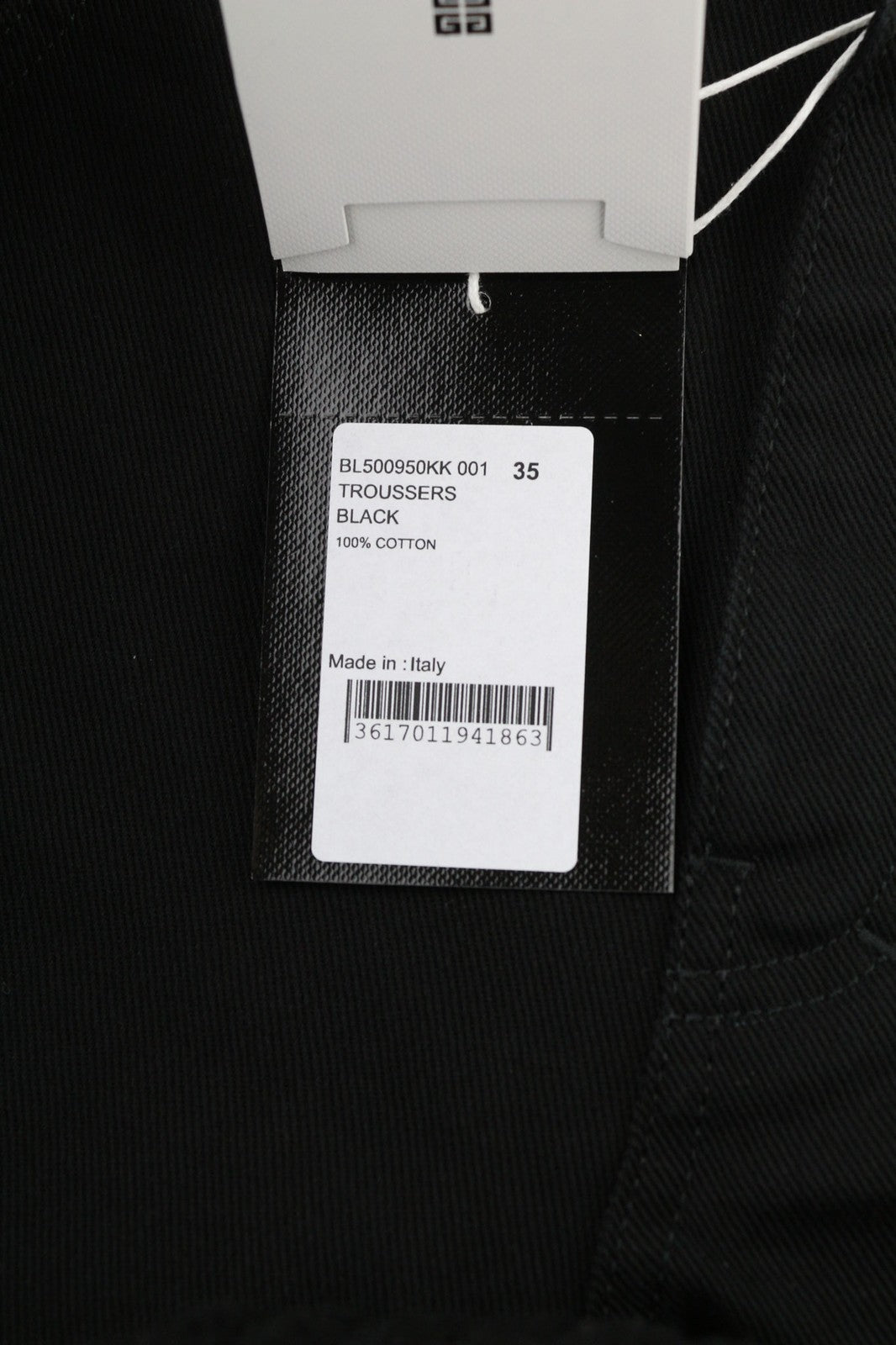 GIVENCHY Men's Jeans 35 Straight Fit Black Zip-Up Pure Cotton Logo Denim