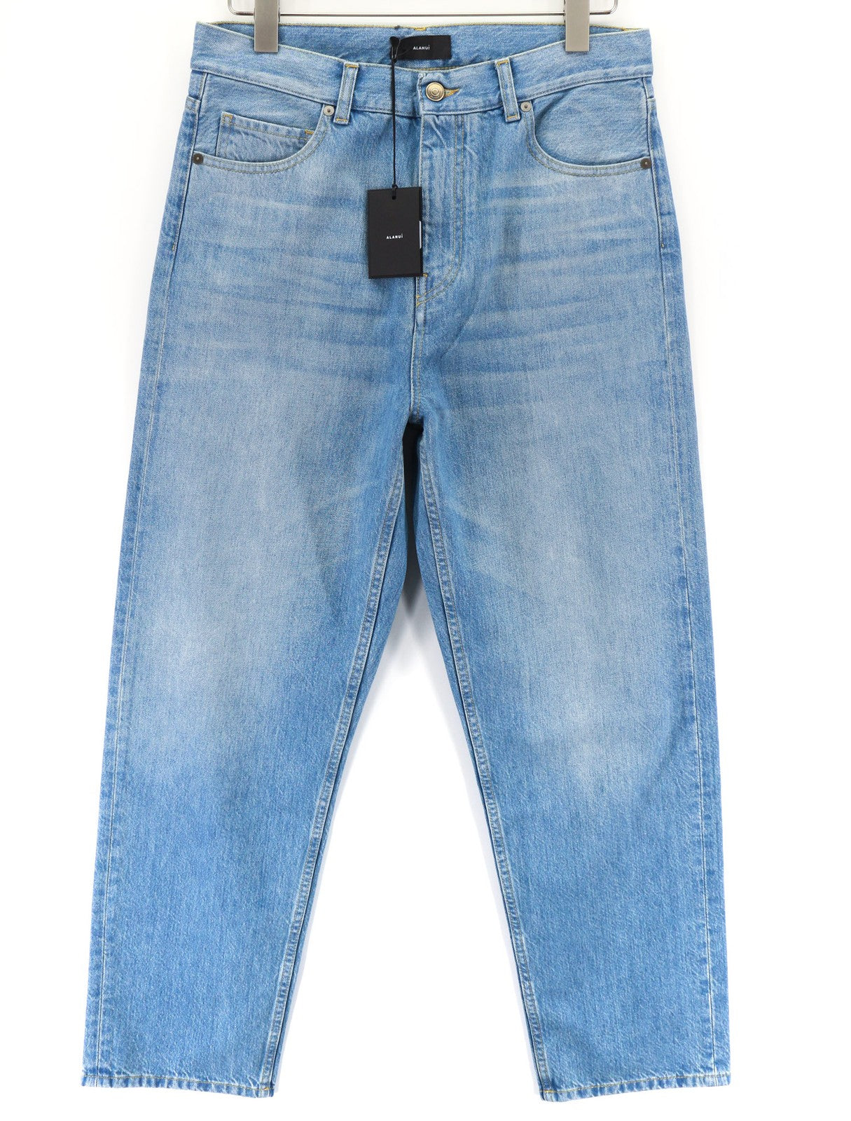 ALANUI Men's Jeans W31 Washed Blue Pure Cotton Straight Denim RRP499