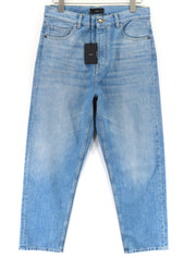 ALANUI Men's Jeans W31 Washed Blue Pure Cotton Straight Denim RRP499