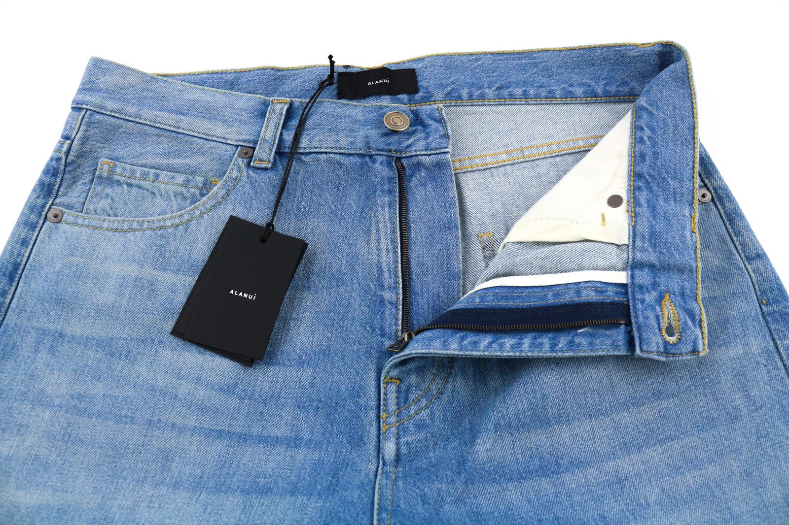 ALANUI Men's Jeans W31 Washed Blue Pure Cotton Straight Denim RRP499