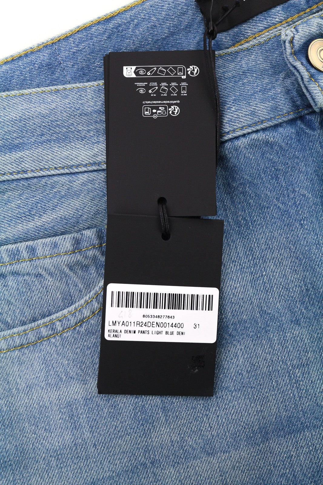 ALANUI Men's Jeans W31 Washed Blue Pure Cotton Straight Denim RRP499