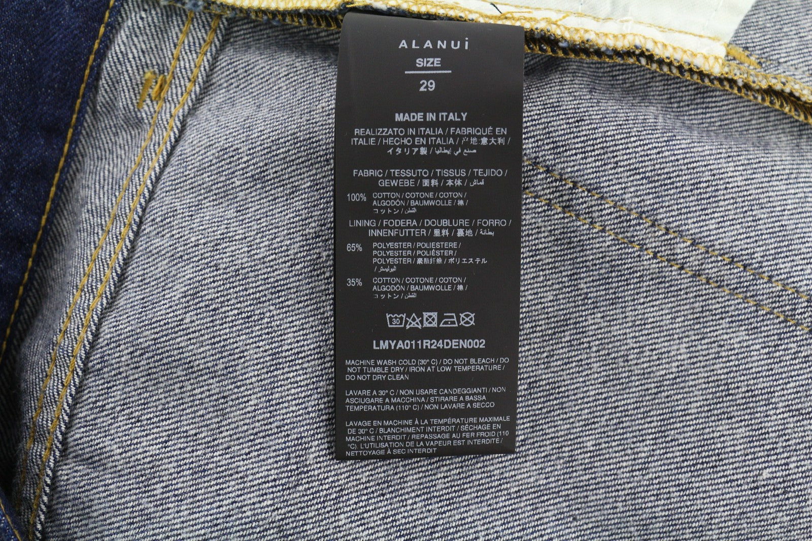 ALANUI Men's Jeans W29 Blue Palm Print Straight Fit Pure Cotton RRP499