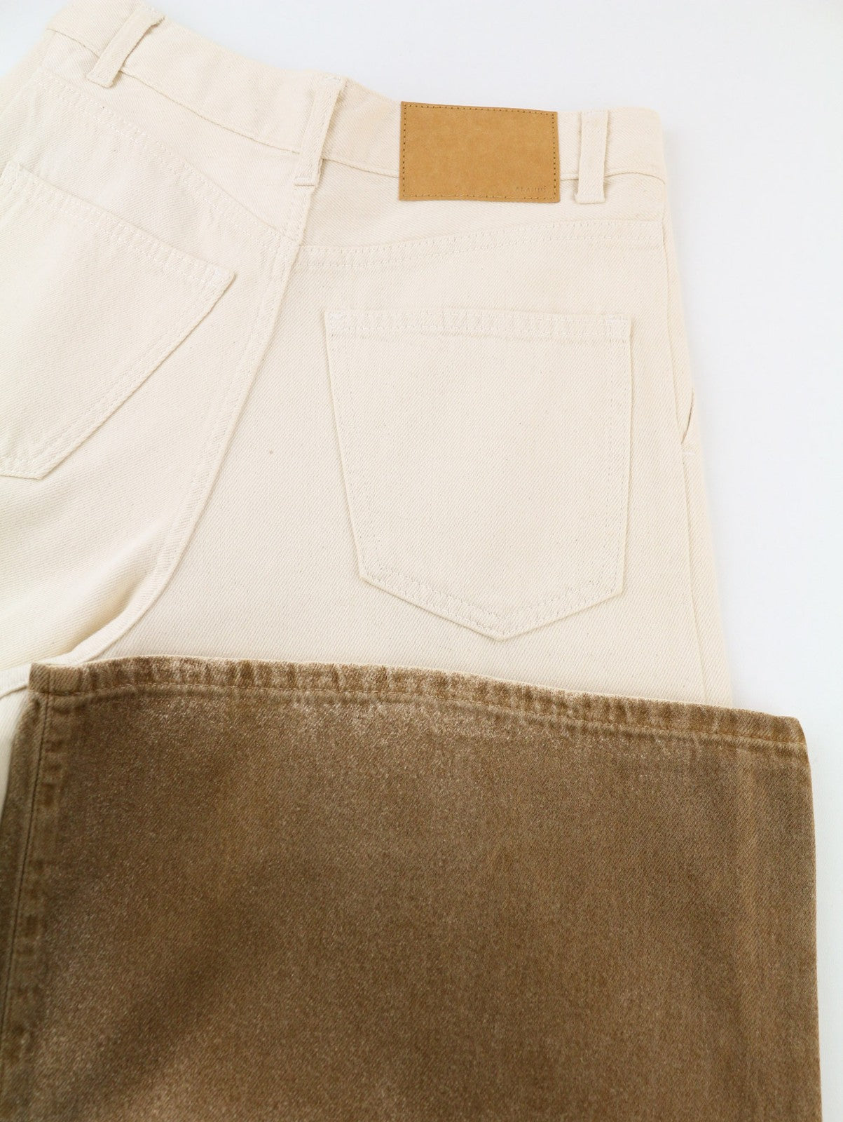 ALANUI Women's Jeans W25 Bright Hues Beige Brown Wide Zip-Up Cotton RRP599