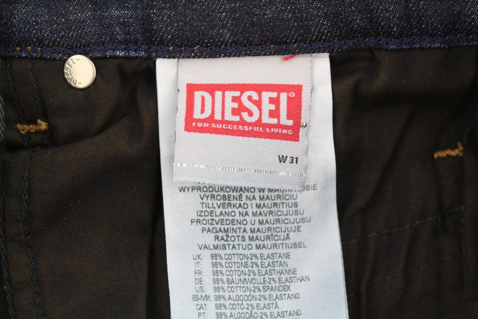 DIESEL 2020 D-Viker RM040 Men Jeans W31/L30 Dark Blue Stretch Straight Button